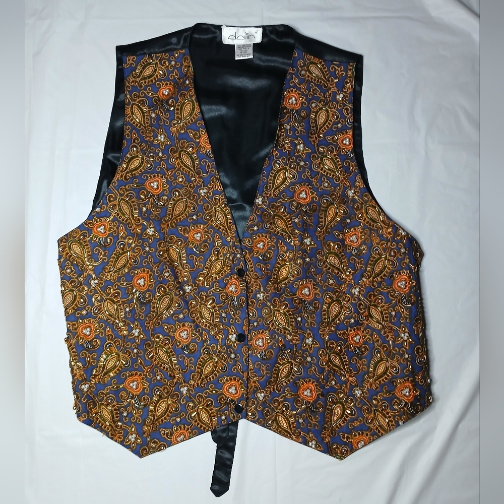 Paisley Patterned Vest with Black Trim